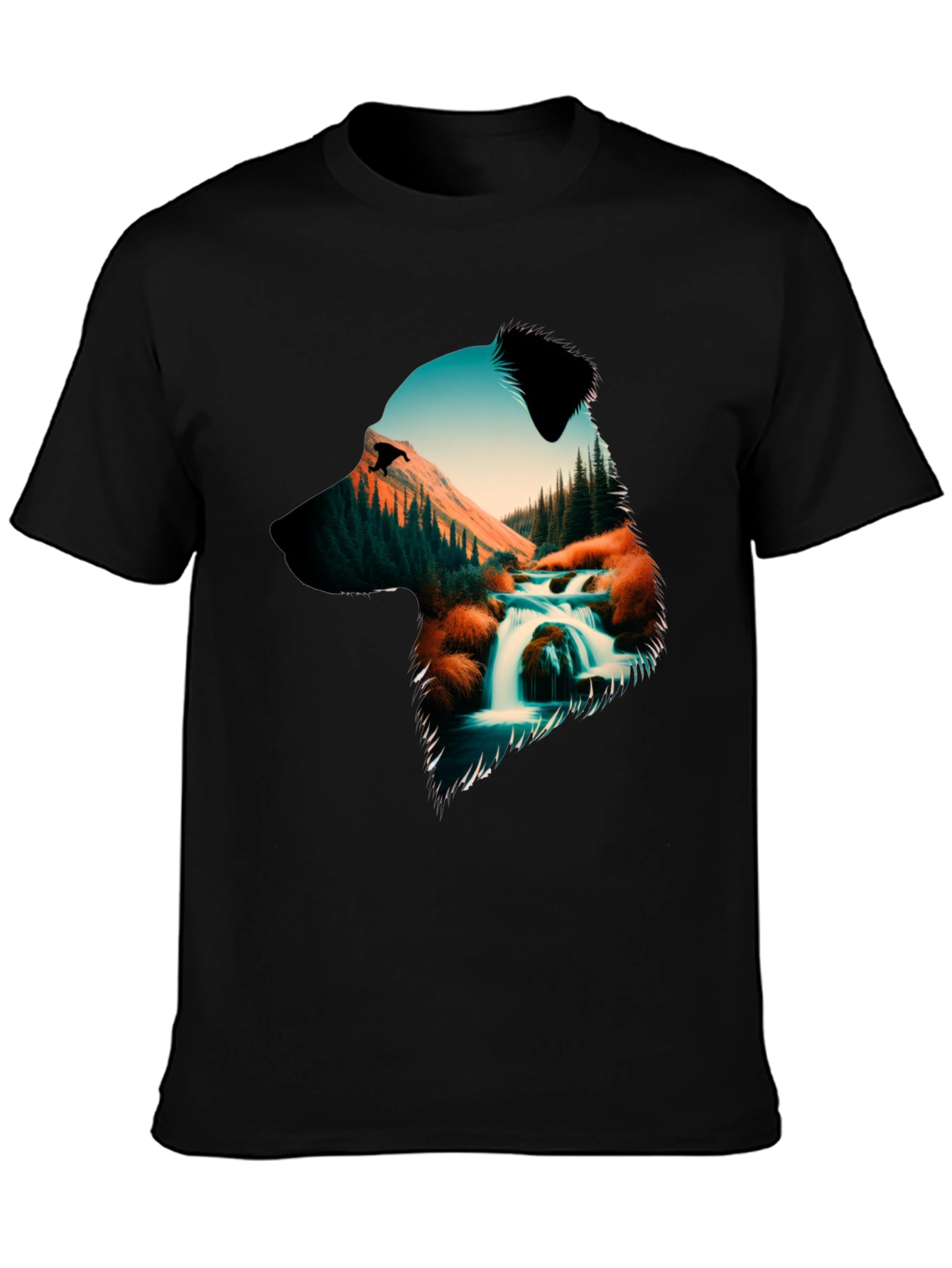 Black Nature Dog Graphic Tee - Black view 3