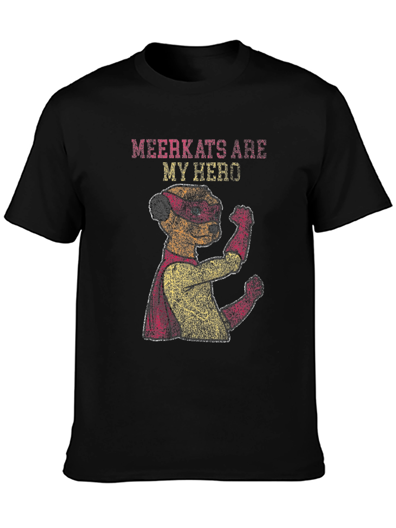 Black Meerkat Hero Graphic T-Shirt - Funny Animal Tee view 3