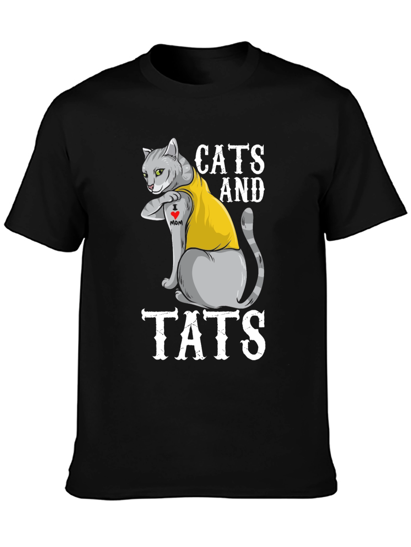 Black Cats and Tats Graphic T-Shirt - Novelty Tee view 3