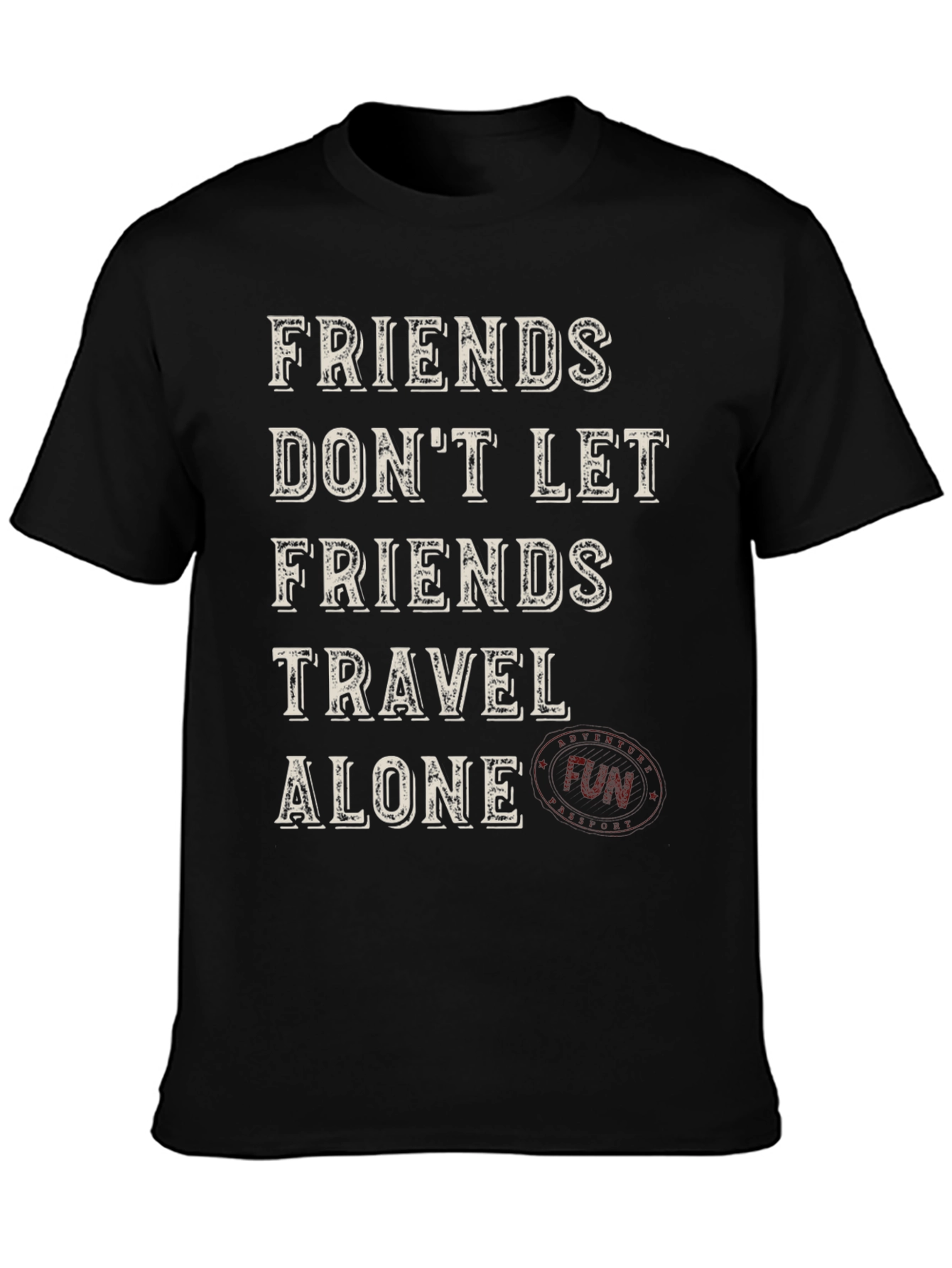 Black Friends Travel Alone Graphic Tee - Black view 3
