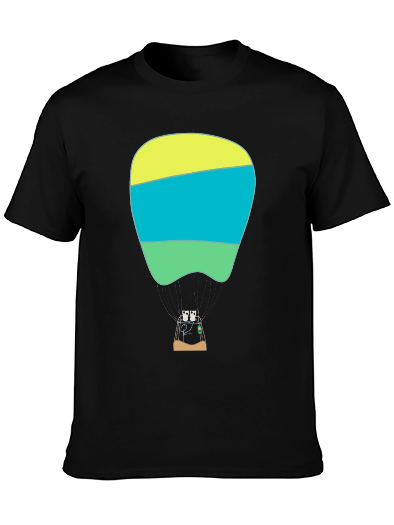Black Funny Hot Air Balloon Graphic T-Shirt view 3