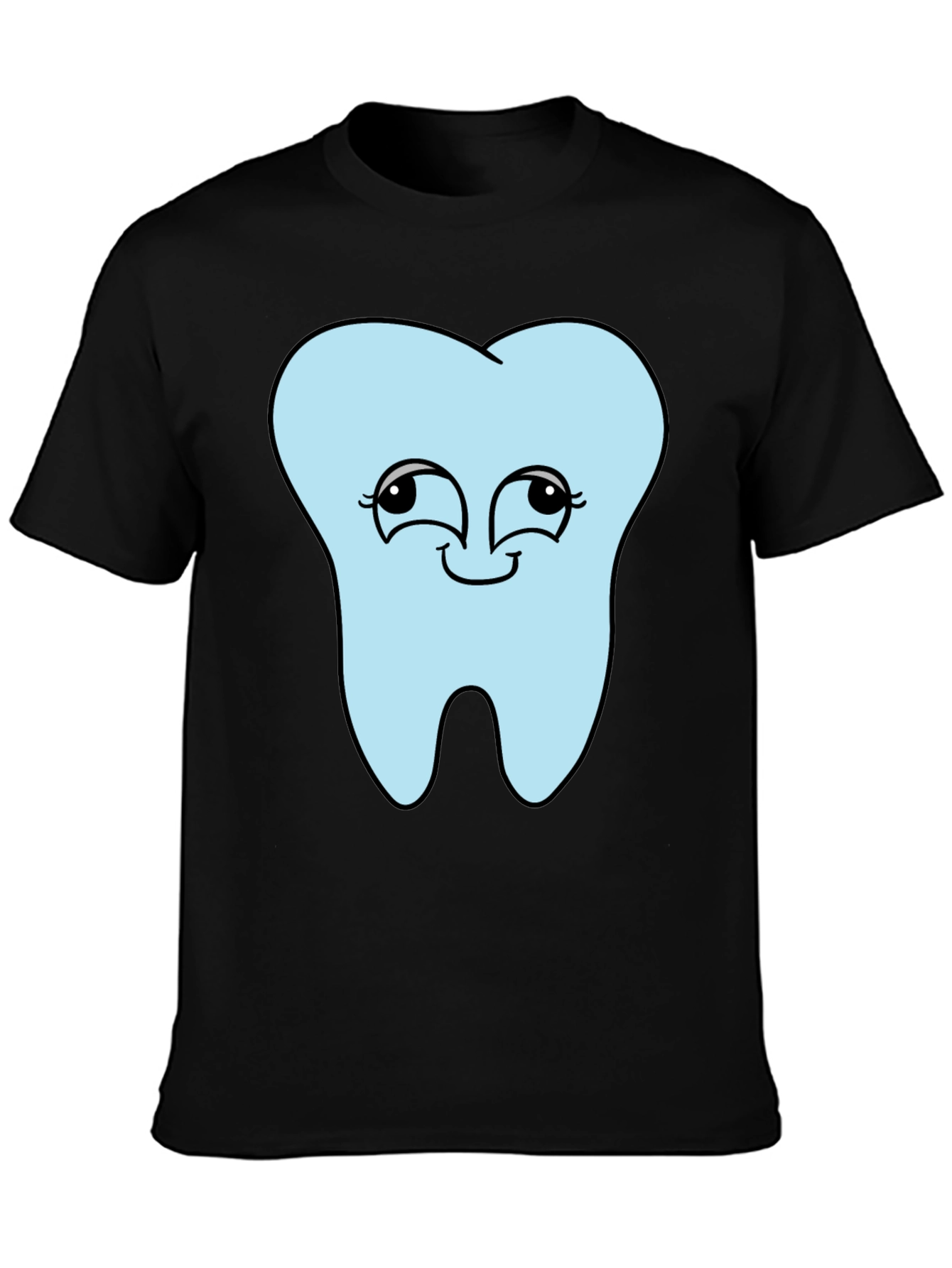 Funny Tooth Cartoon Graphic Print Black T-Shirt - 3