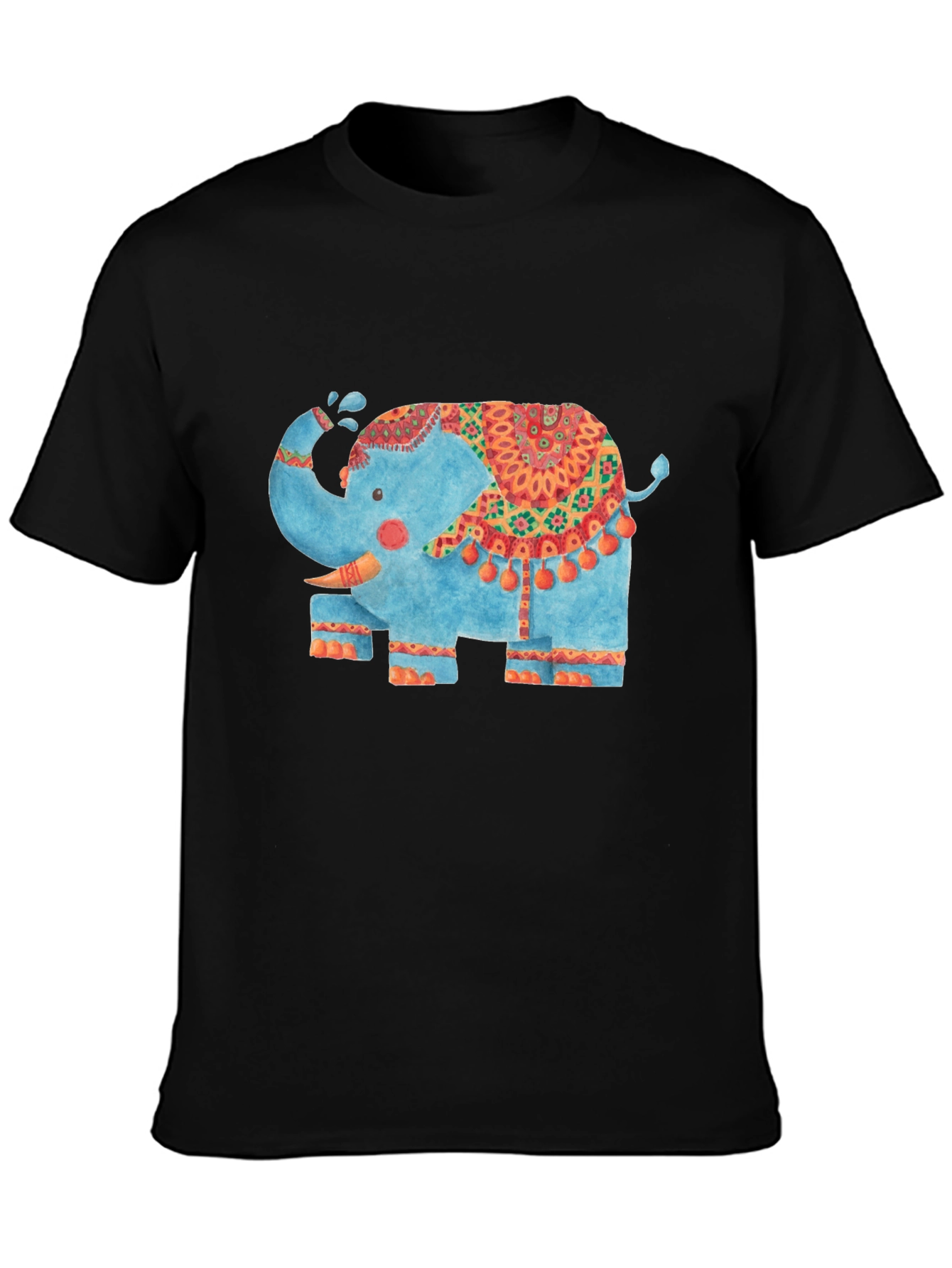Black Elephant Graphic Tee - Black Cotton T-Shirt view 3