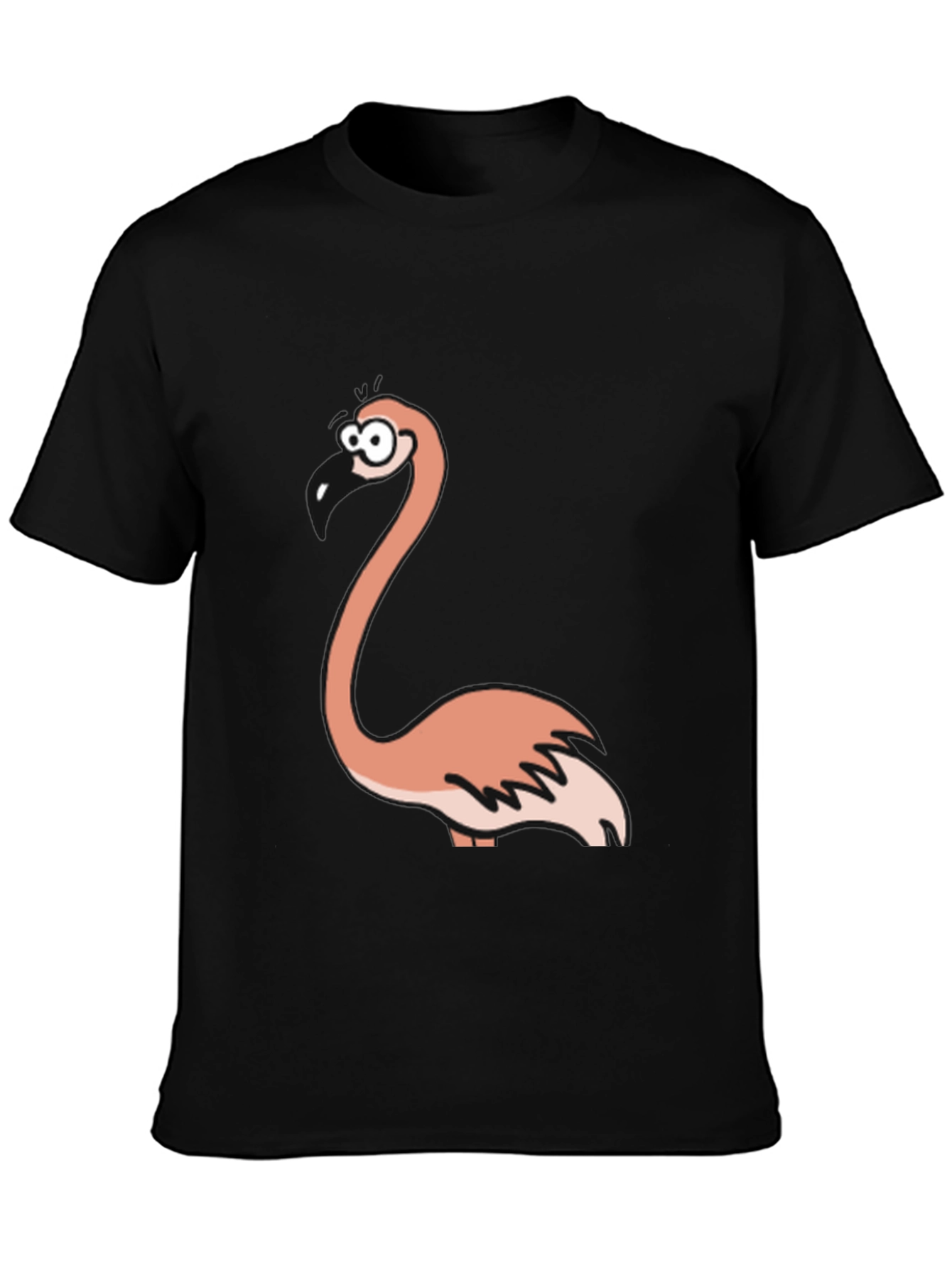 Black Funny Flamingo Graphic Black T-Shirt view 3