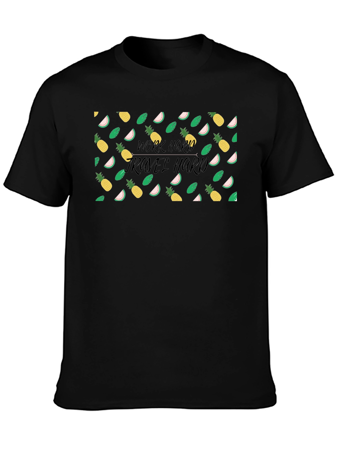 Black Tropical Patterned T-Shirt view 3