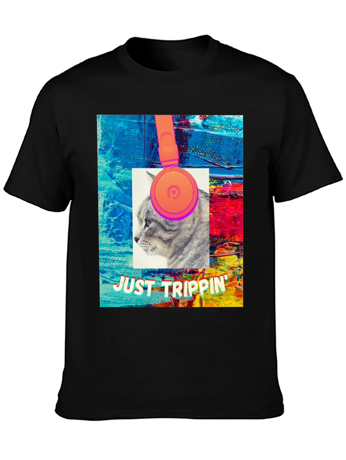 Black Just Trippin' Cat Graphic Tee view 3
