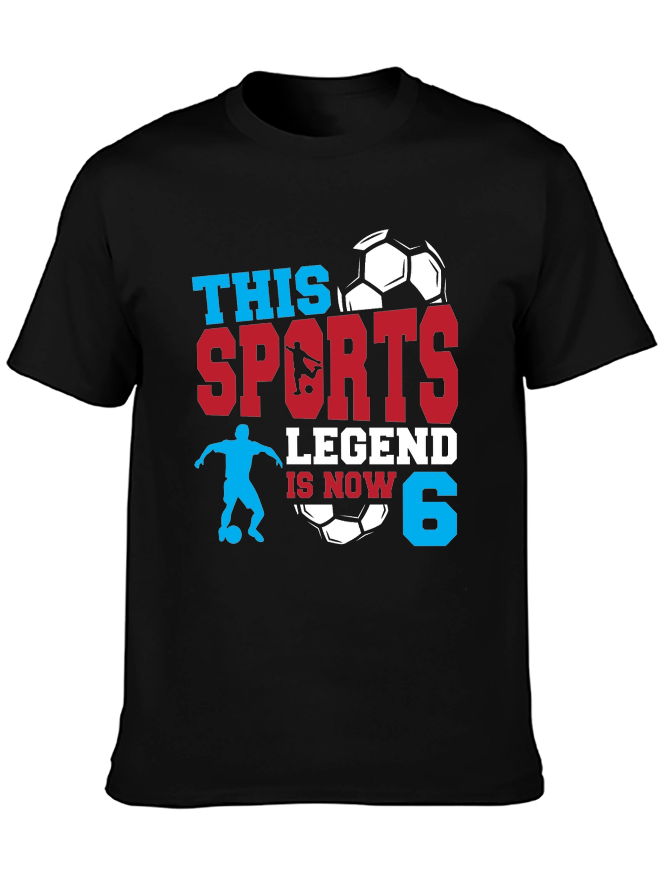 Black Sports Legend 6th Birthday Soccer T-Shirt view 3