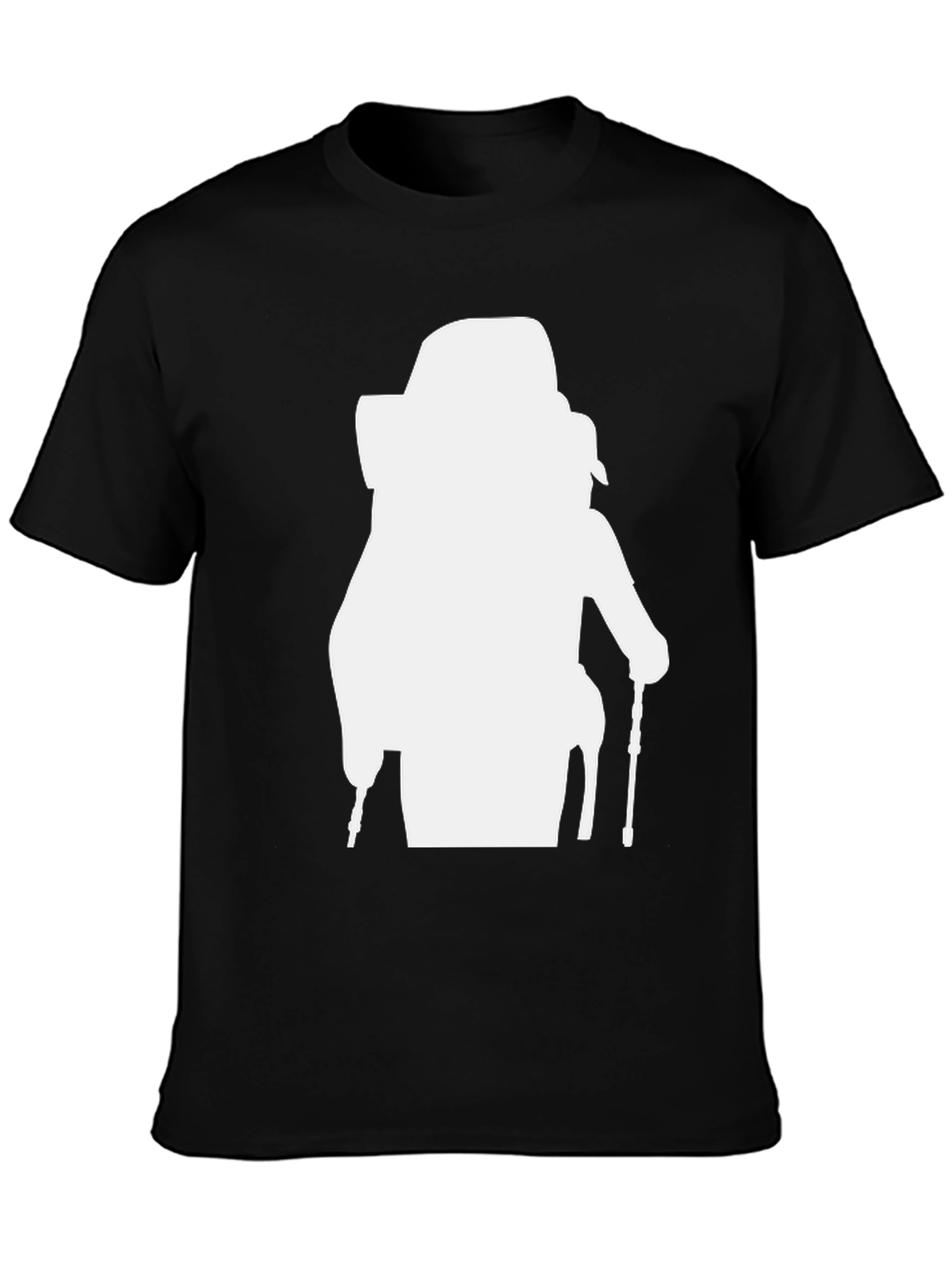 Black Hiker Silhouette Graphic Tee - Black Cotton Blend view 3