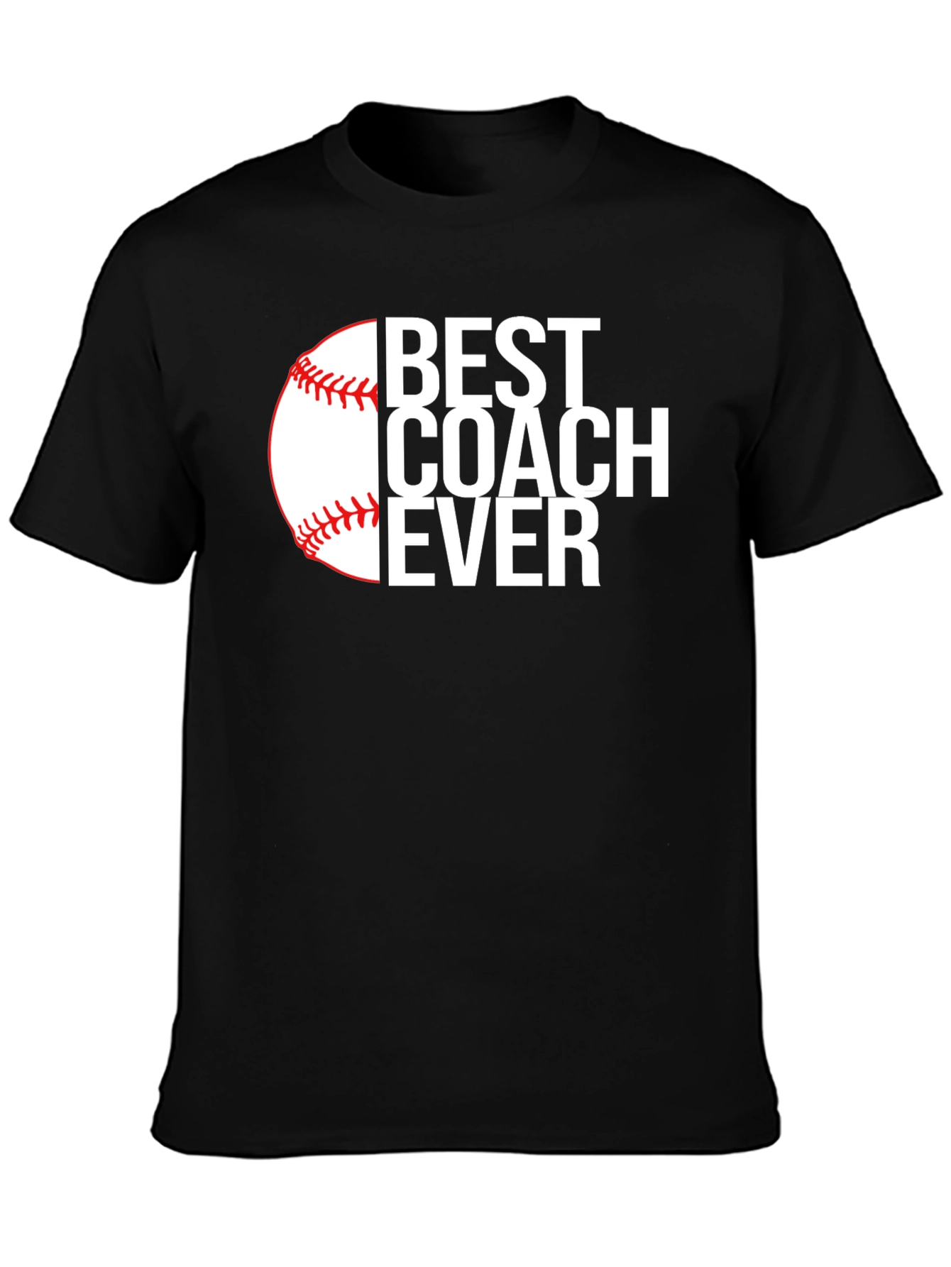 Black Best Coach Ever Baseball T-Shirt - Black view 3