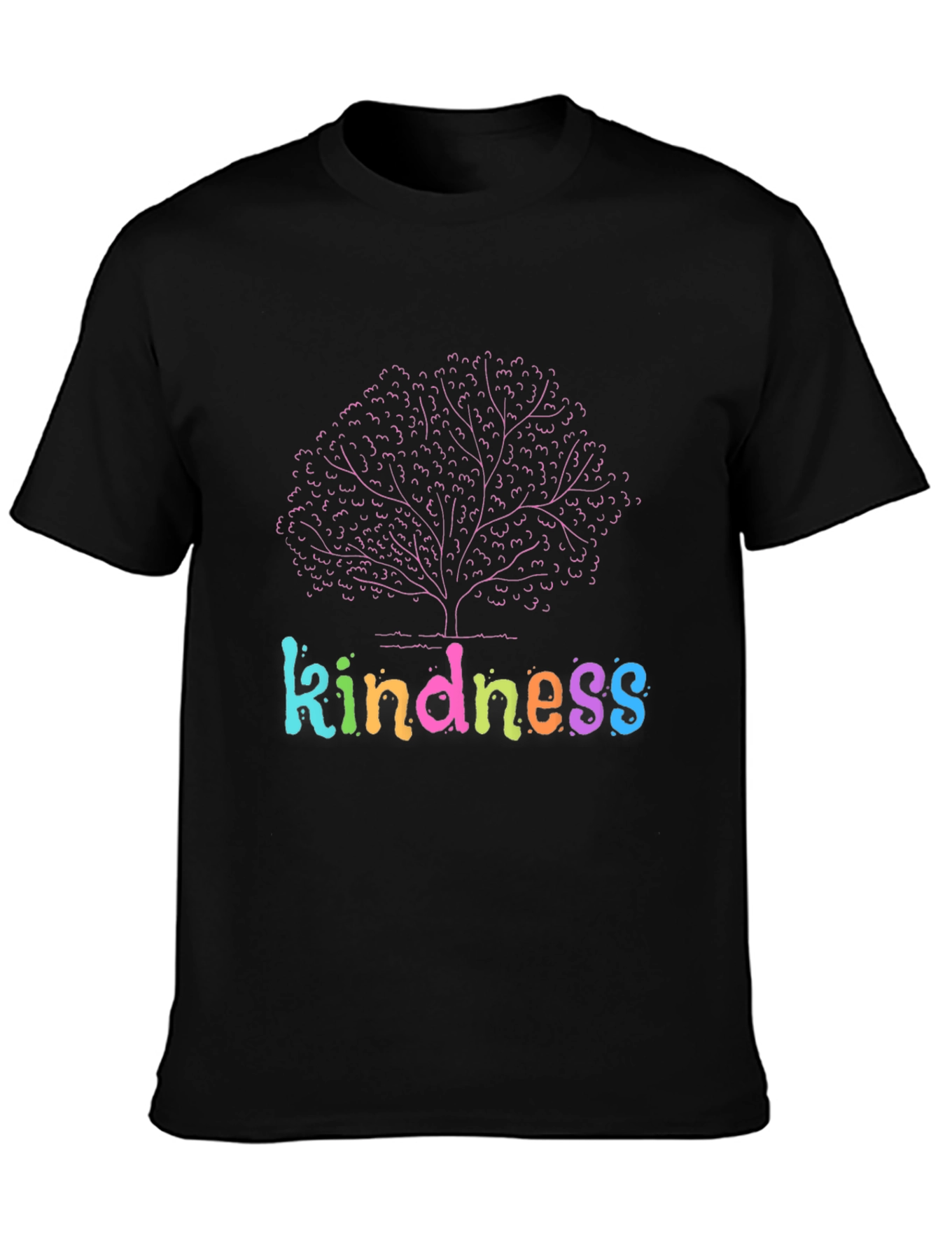 Black Kindness Tree Graphic Black T-Shirt view 3