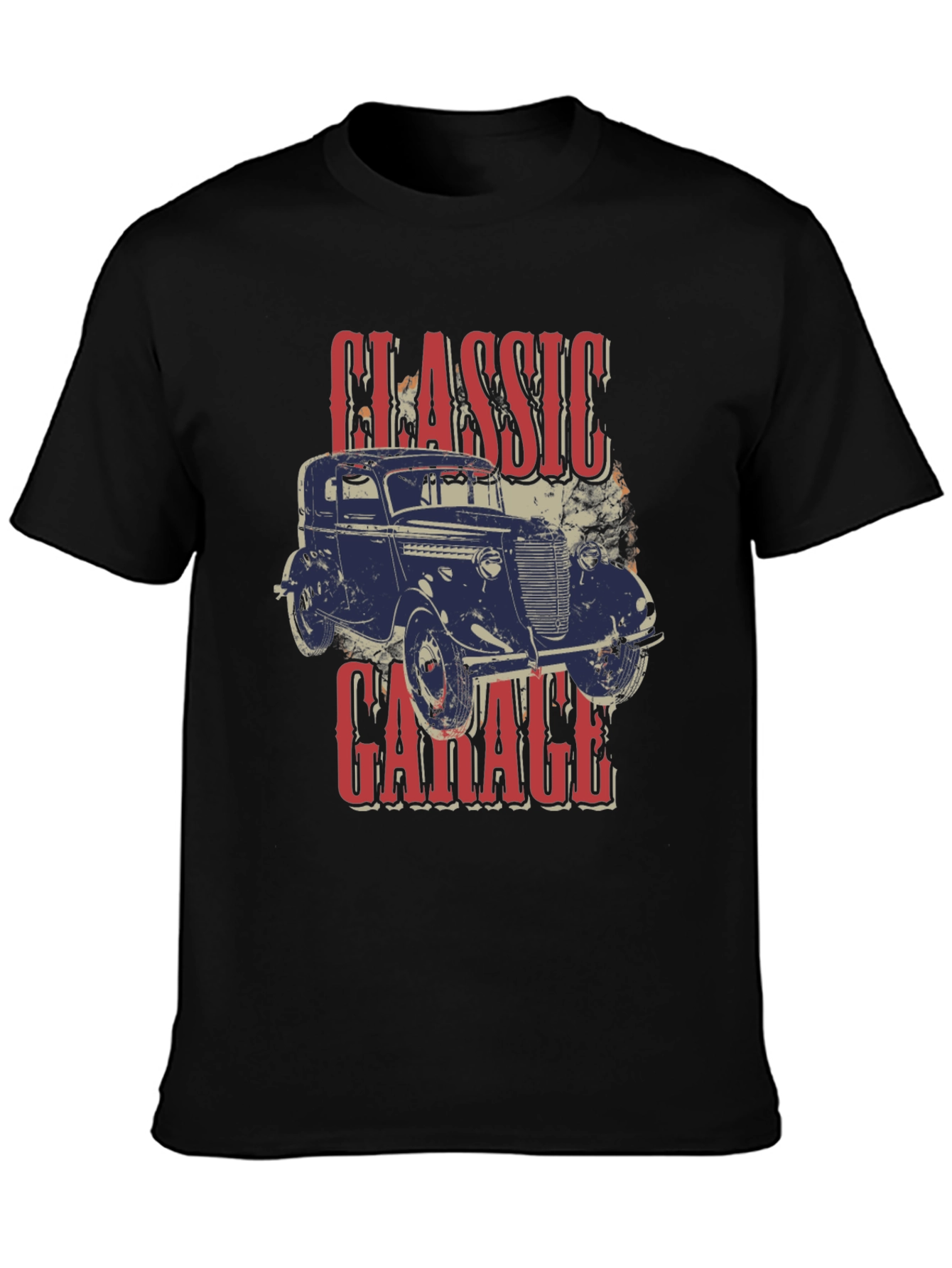 Black Classic Garage Car T-Shirt view 3