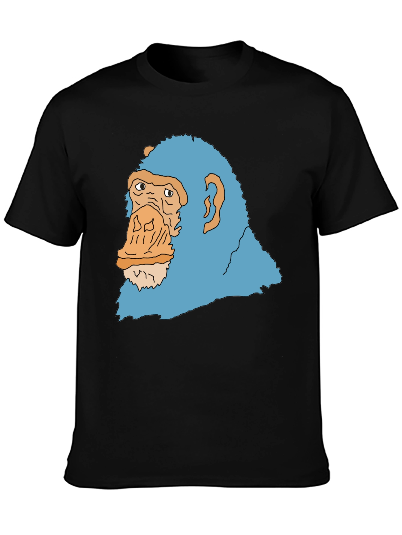 Black Blue Monkey Graphic Black T-Shirt view 3