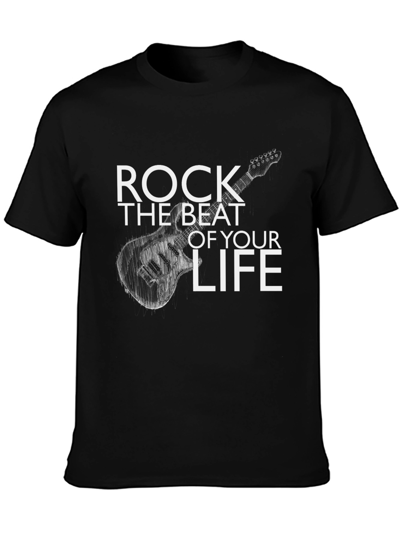 Black Rock the Beat Guitar Graphic Tee - Black view 3