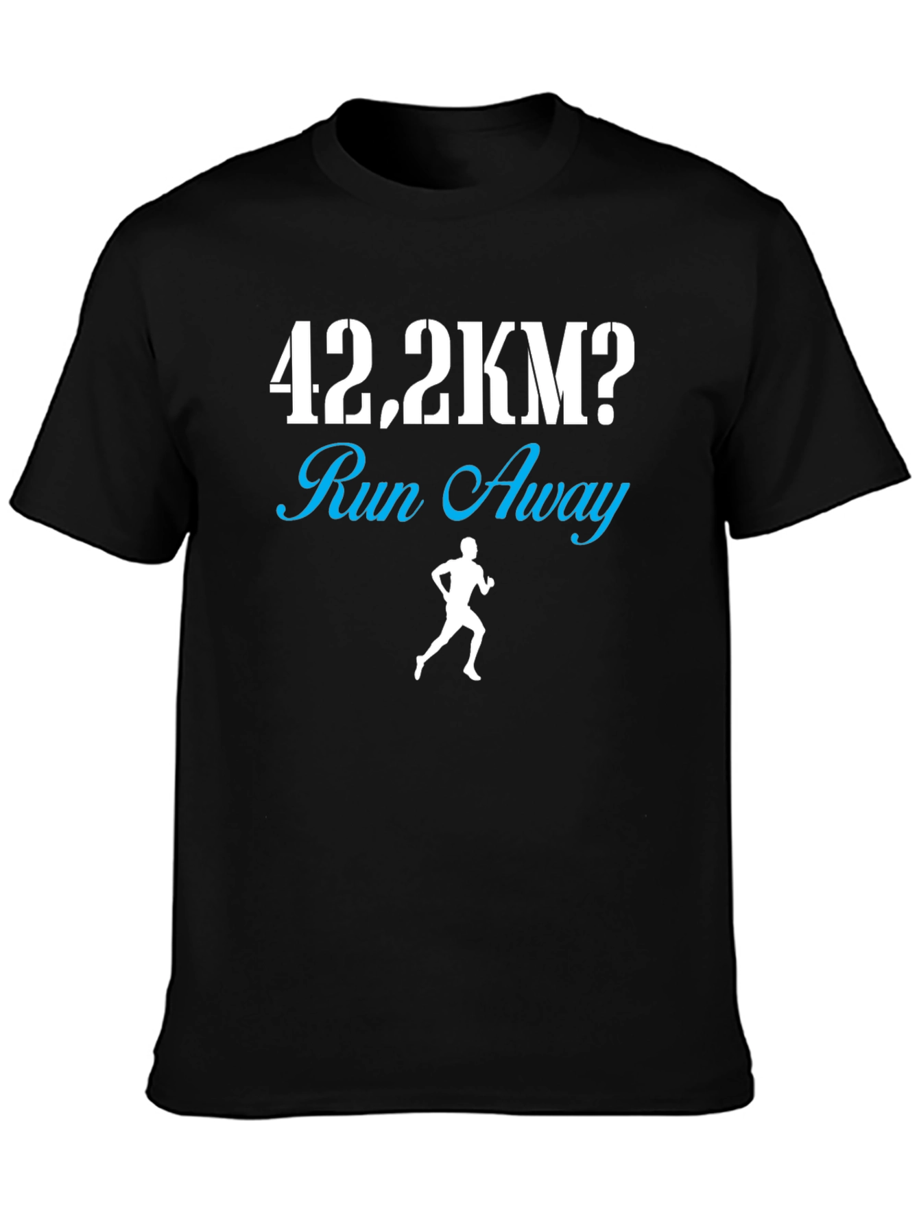 Black 42.2KM Run Away Funny Marathon Runner T-Shirt view 3