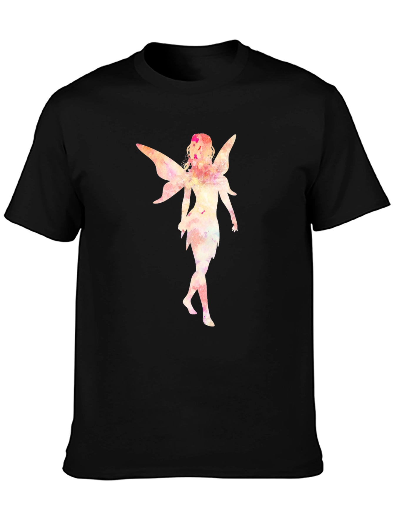 Black Fairy Graphic Tee - Black Cotton Casual Shirt view 3