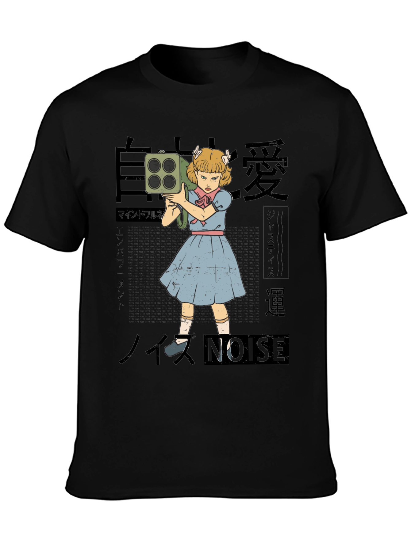 Black Noise Girl Graphic T-Shirt - Edgy Japanese Inspired Tee view 3
