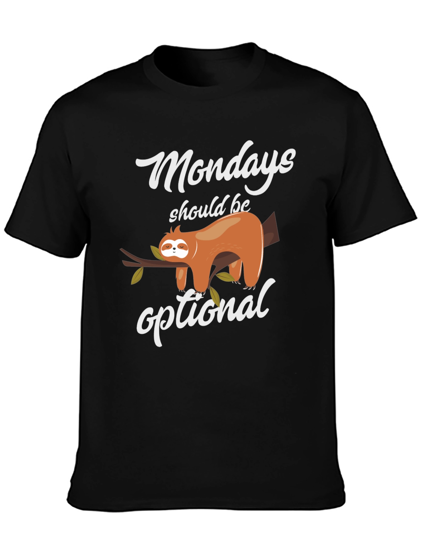 Black Funny Mondays Optional Sloth T-Shirt view 3