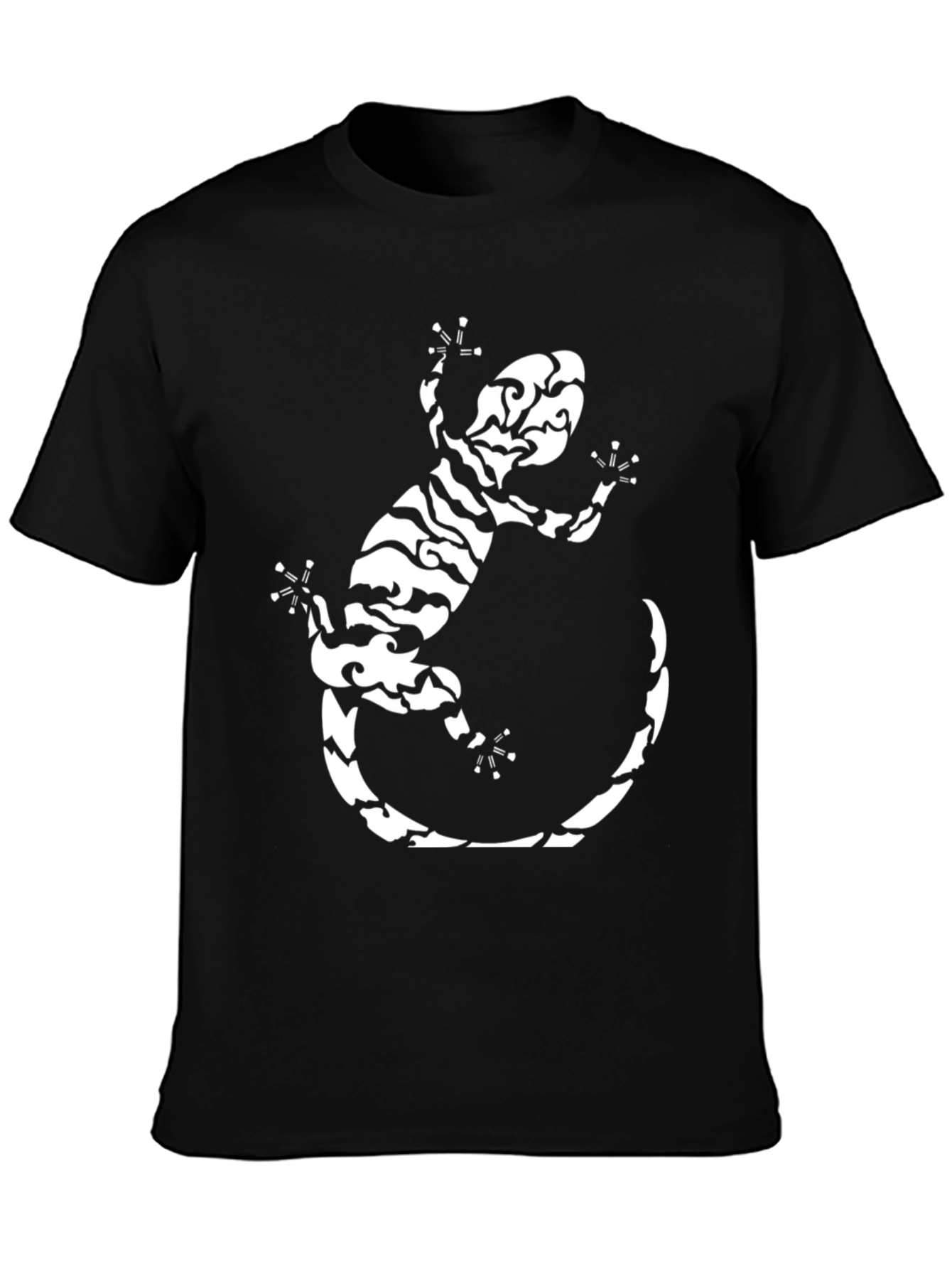 Tribal Gecko Graphic Tee - Stylish Black T-Shirt - 3