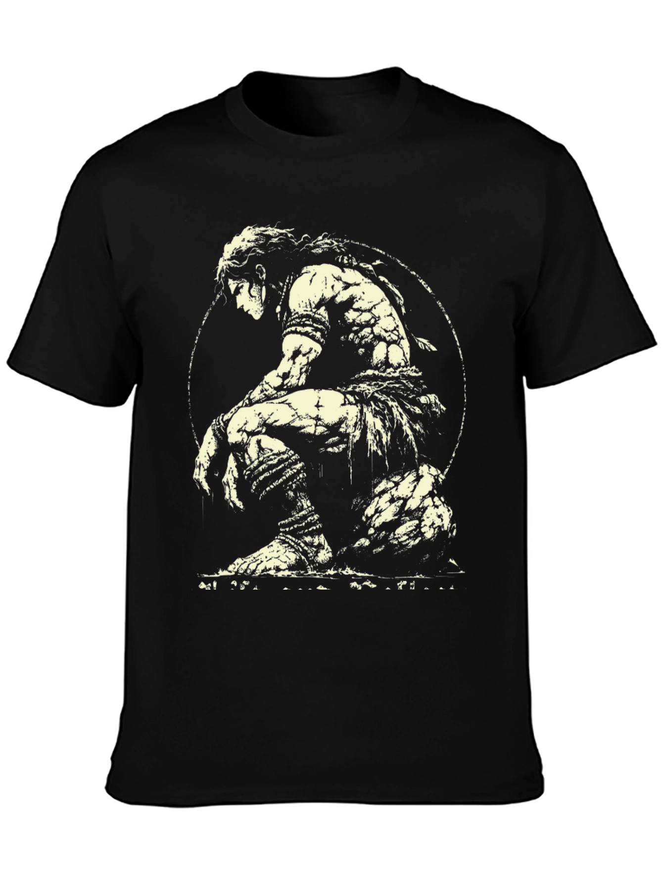 Black Warrior Graphic Tee - Black Cotton T-Shirt view 3