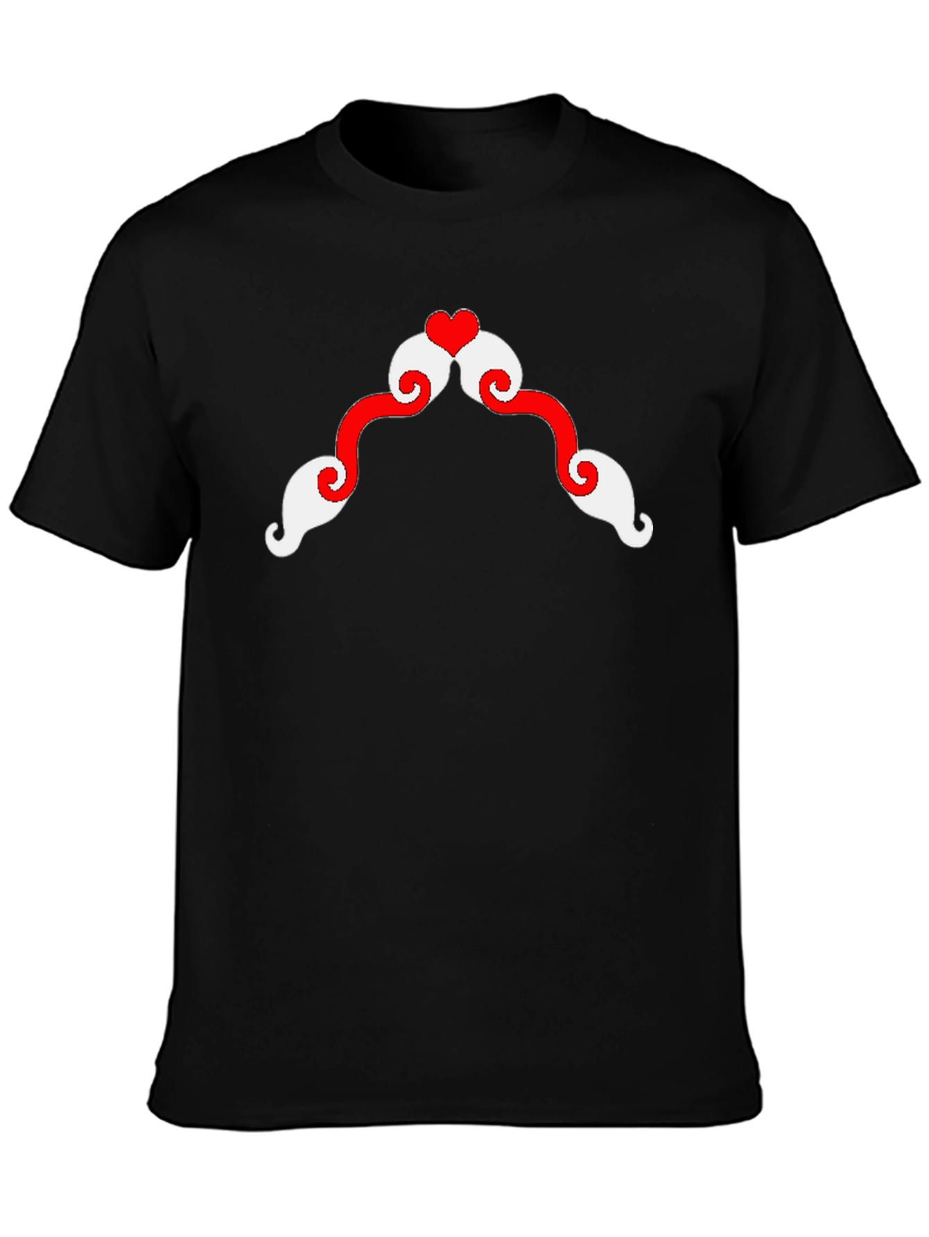 Black Whimsical Mustache Heart Graphic Tee view 3