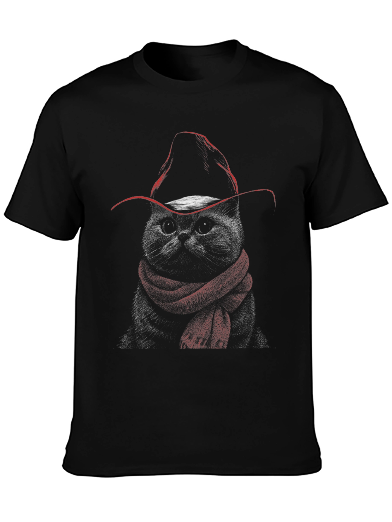 Black Cool Cat Cowboy T-Shirt - Unisex view 3
