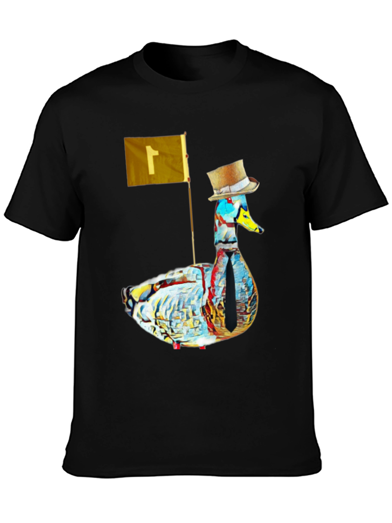 Black Duck with Top Hat Graphic Tee - Stylish Men's Black T-Shirt view 3