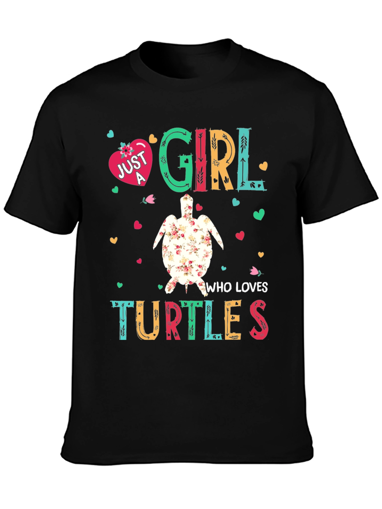 Black Just A Girl Who Loves Turtles T-Shirt view 3