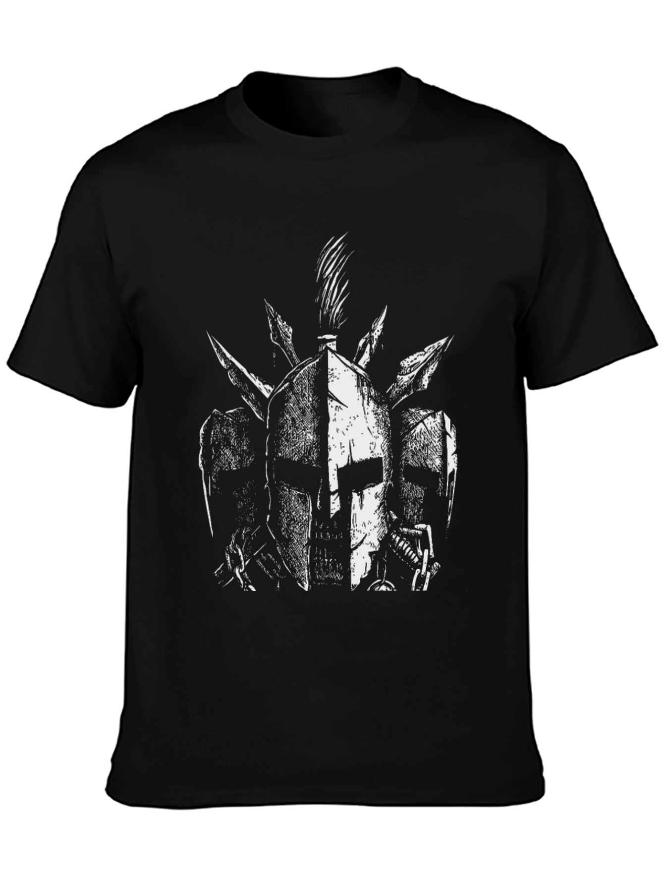 Black Spartan Helmet Graphic Tee - Black view 3