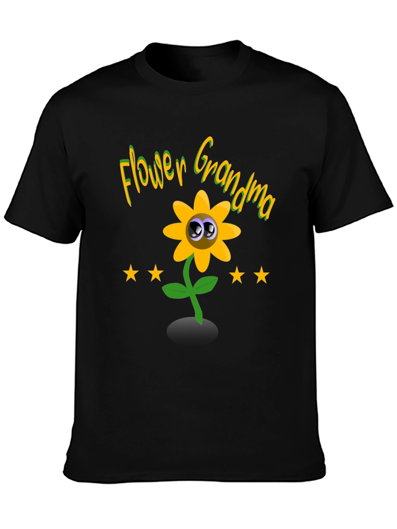 Black Flower Grandma Novelty Graphic T-Shirt view 3