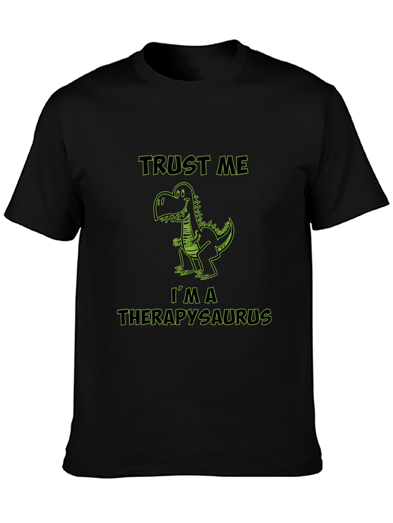 Black Therapysaurus T-Shirt - Trust Me, I'm a Dinosaur Therapist view 3