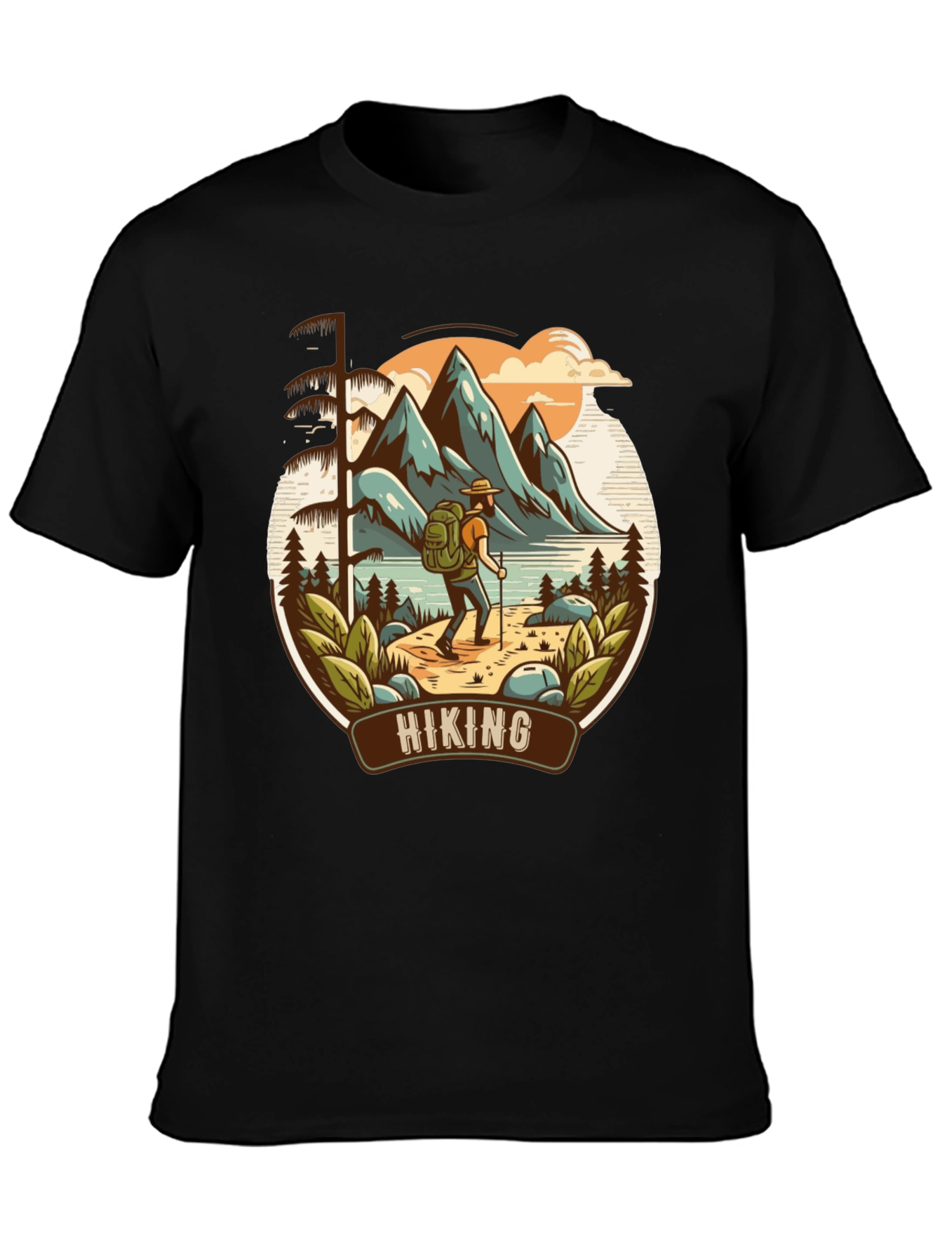 Black Hiking Adventure Graphic Tee view 3