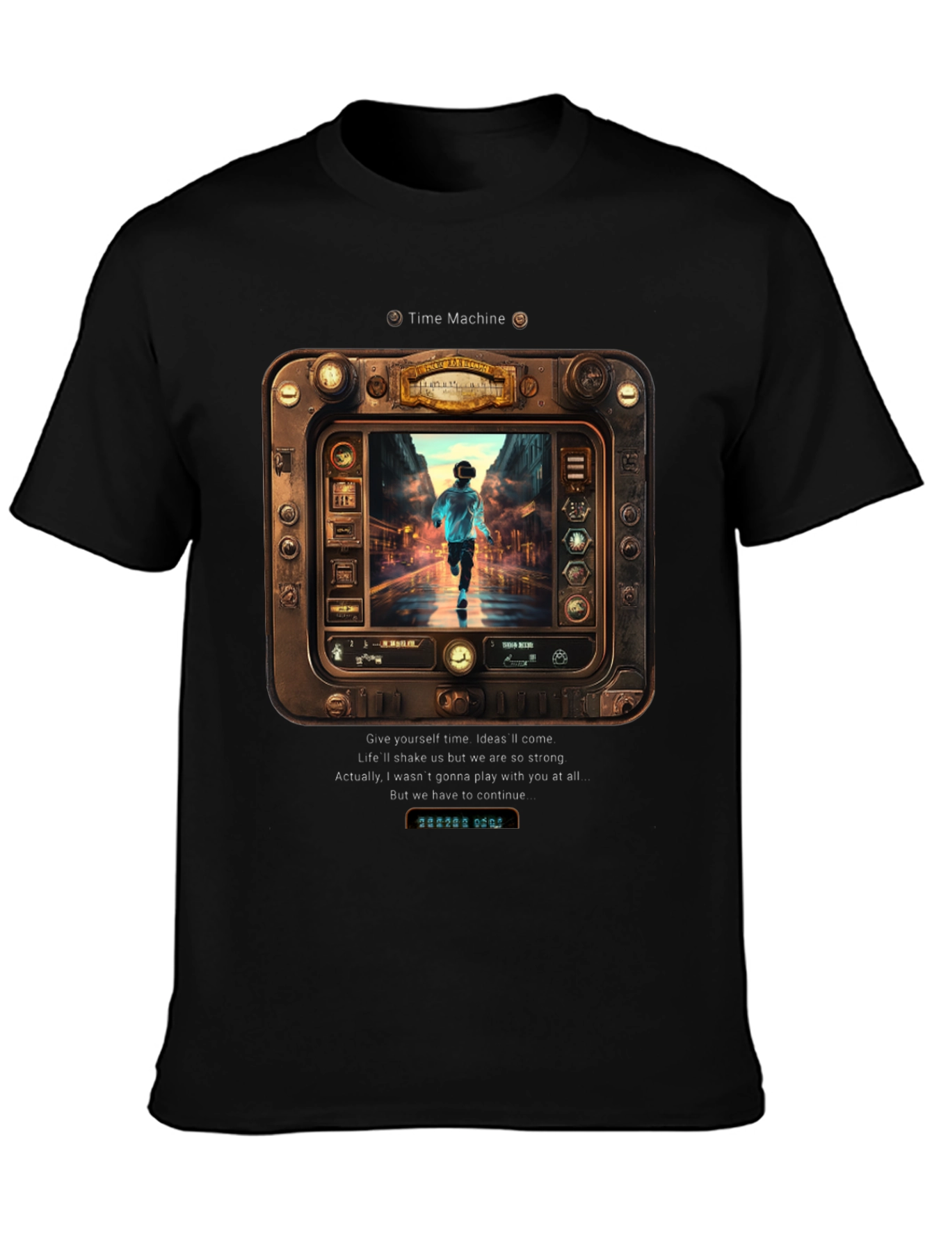 Black Time Machine Graphic Tee - Retro Future Style view 3