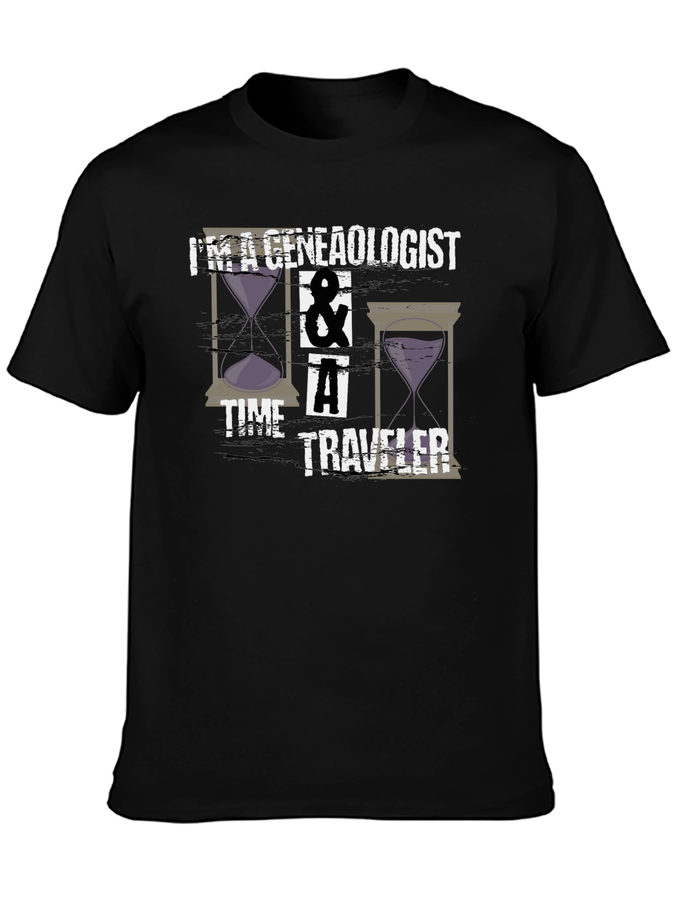 Black Genealogist & Time Traveler Black T-Shirt view 3