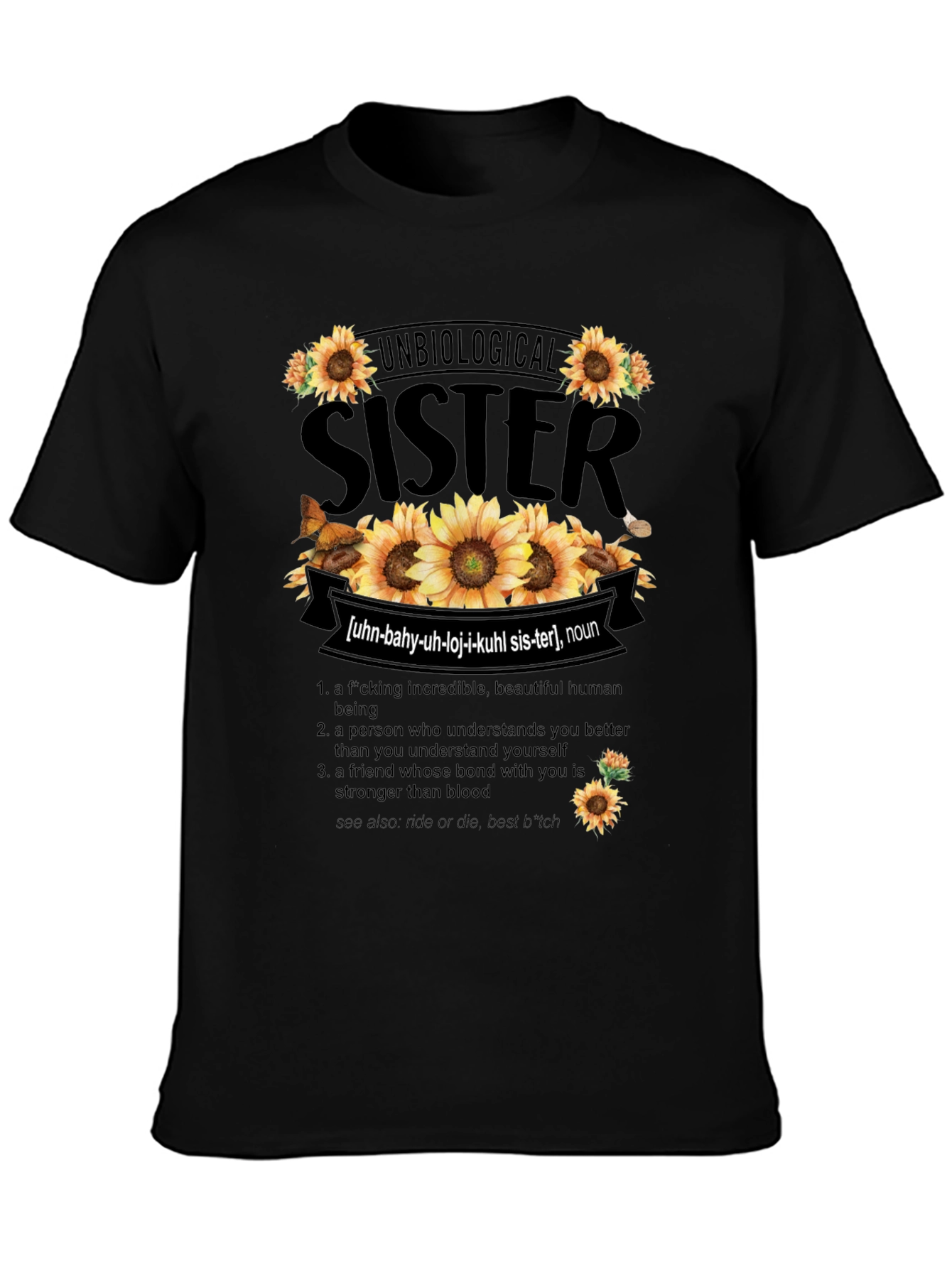 Unbiological Sister Sunflower Graphic T-Shirt - 3
