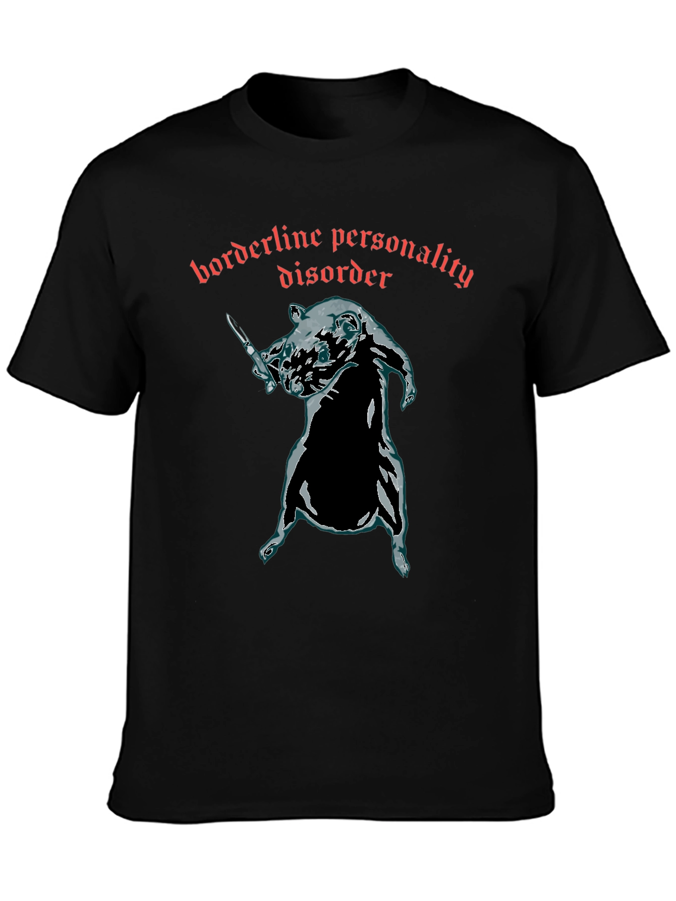 Black Borderline Personality Disorder Rat T-Shirt view 3
