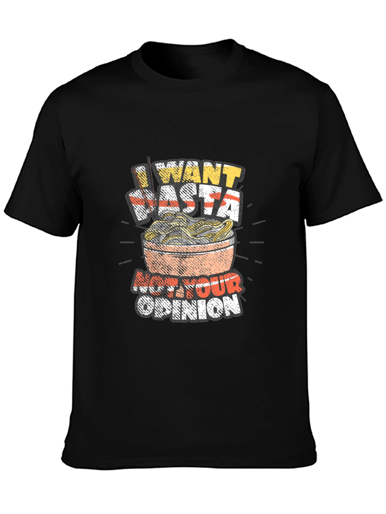 Black I Want Pasta Graphic T-Shirt - Funny Foodie Tee view 3