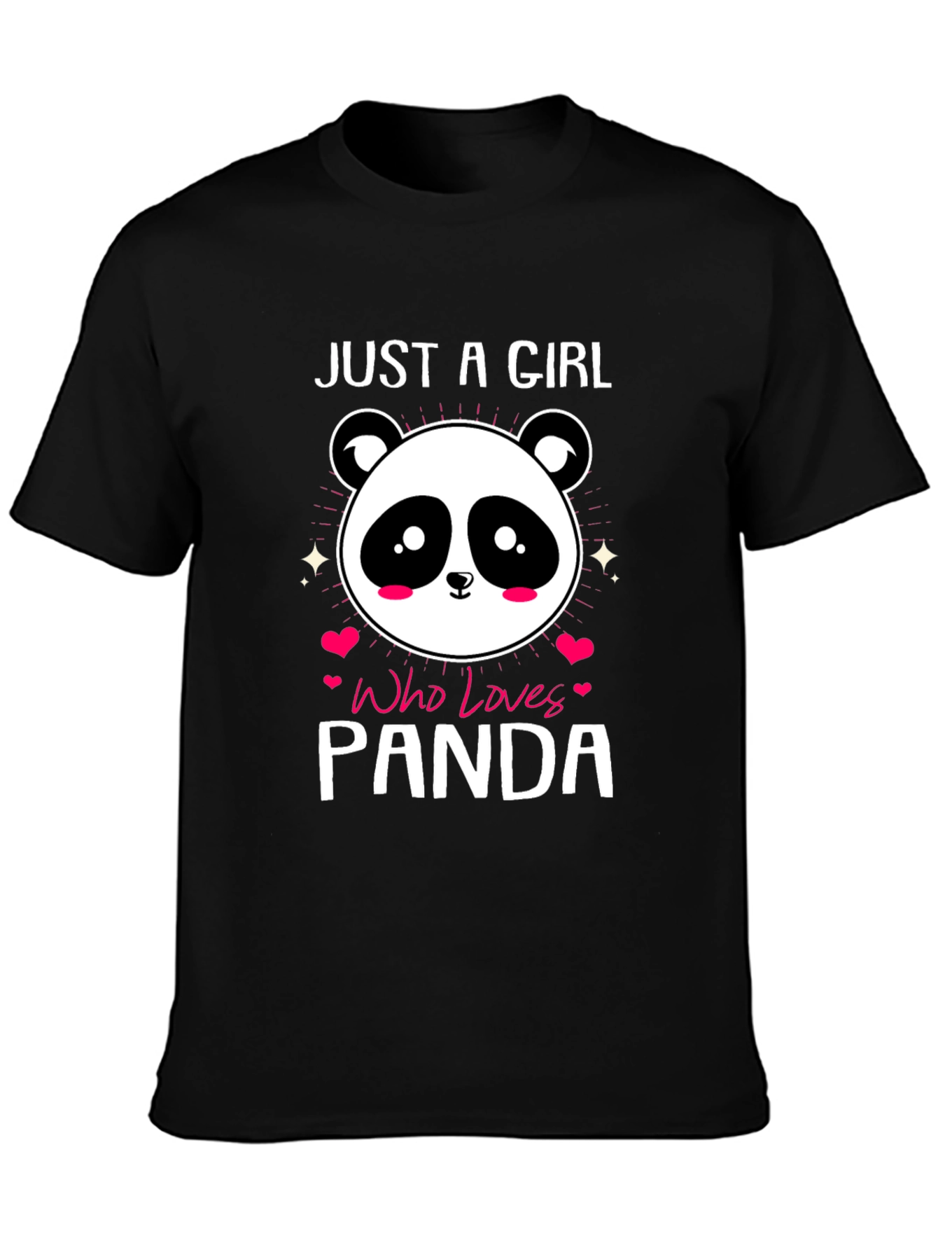 Black Just A Girl Who Loves Panda T-Shirt view 3