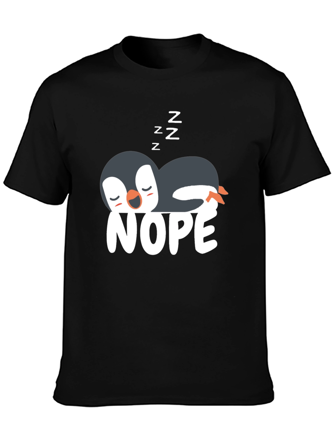 Black Nope Penguin T-Shirt - Funny & Relaxed Style view 3
