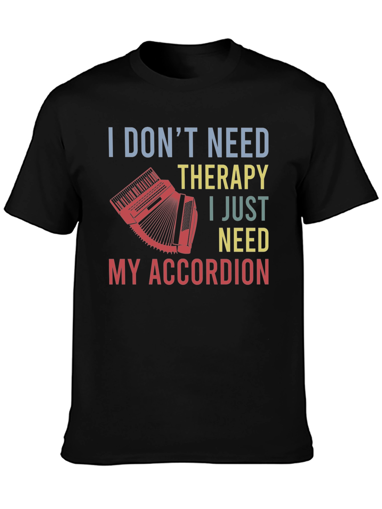 Black Accordion Therapy T-Shirt - Musician Gift view 3