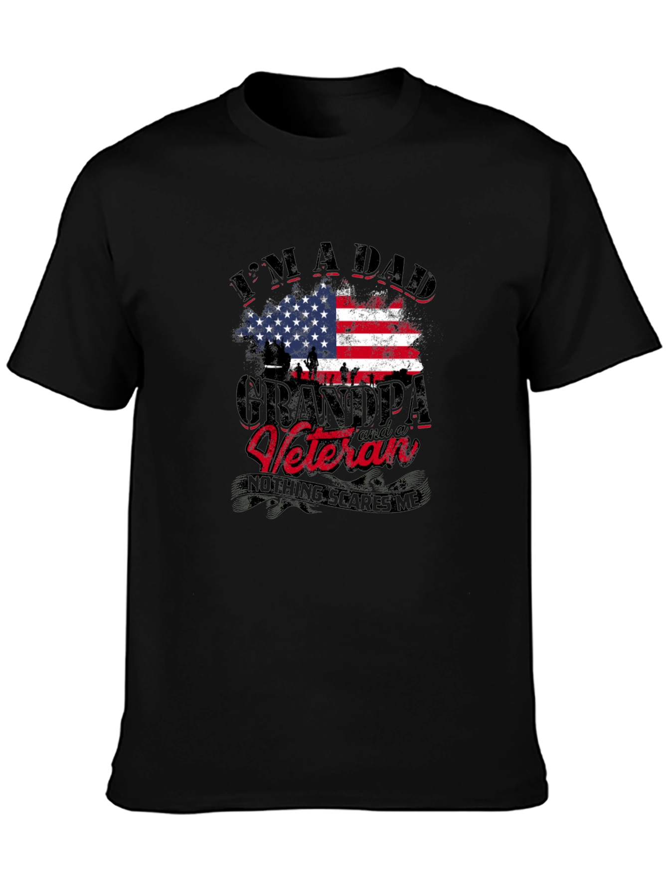 Black Dad Grandpa Veteran Graphic Tee view 3