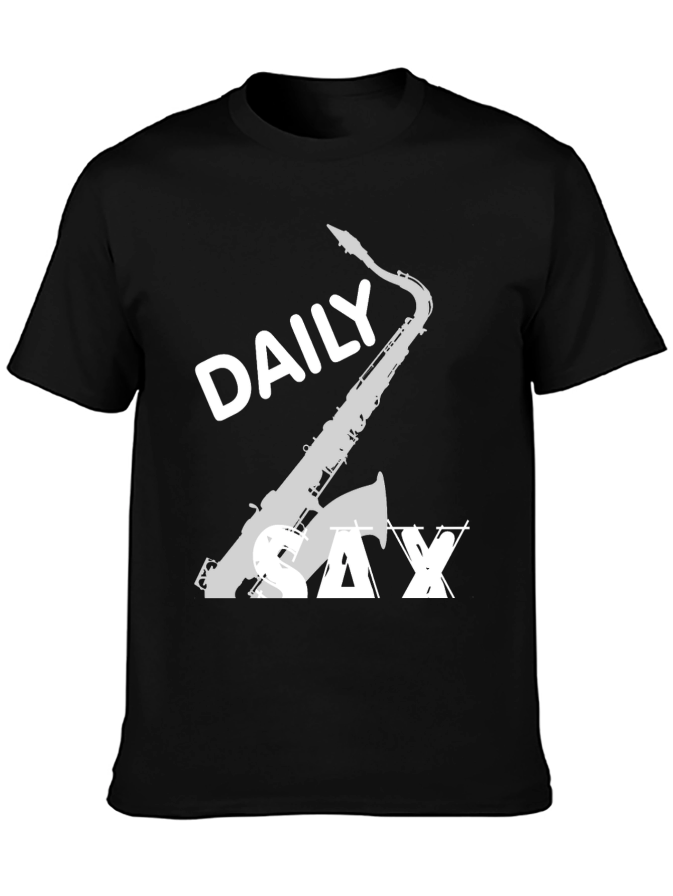 Black Daily Sax Black T-Shirt - Music Lover Tee view 3