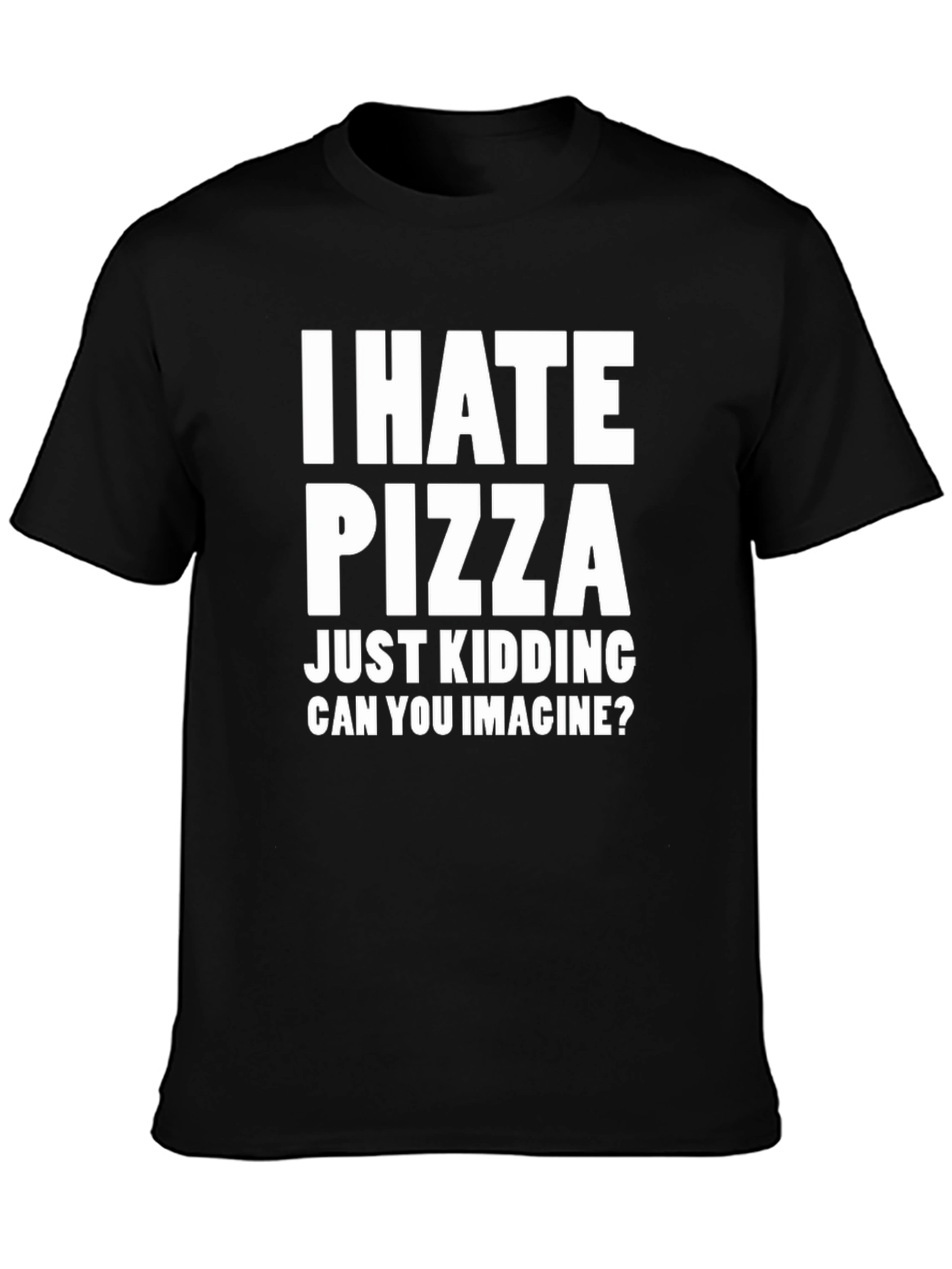 Black Funny "I Hate Pizza" Graphic Tee view 3