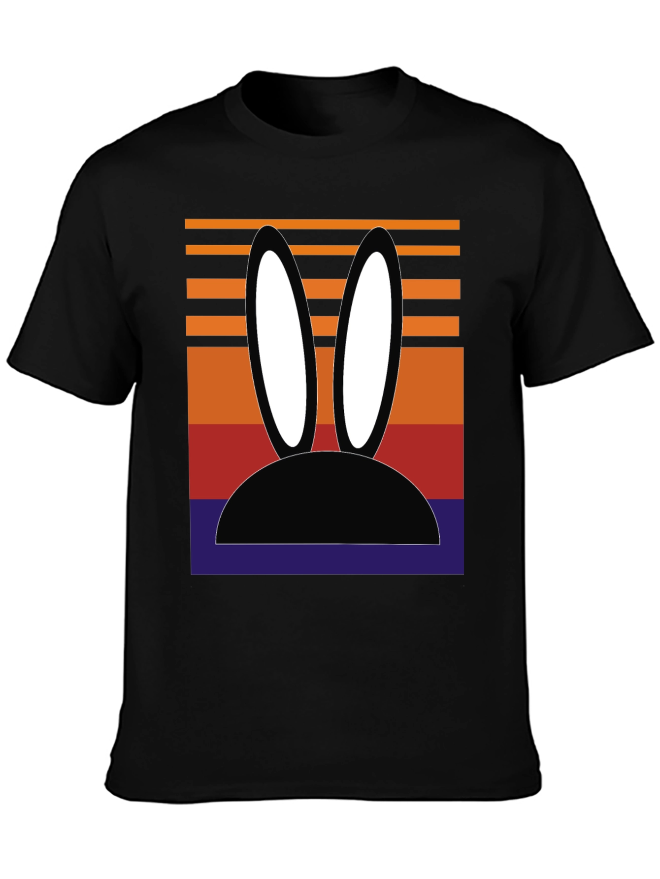 Black Retro Bunny Ears Graphic Tee view 3