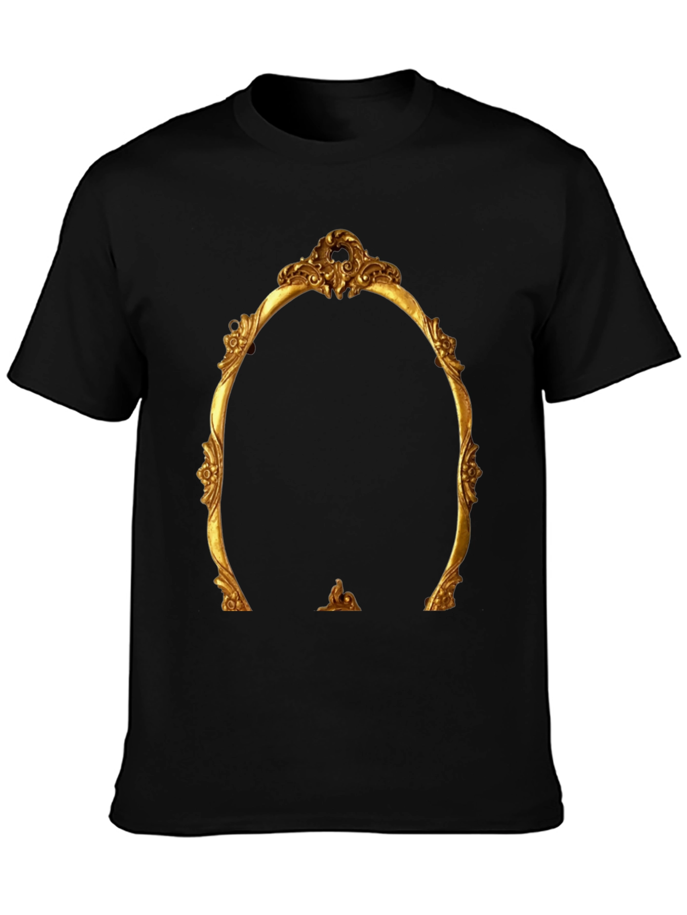 Black Ornate Golden Frame Graphic Tee - Statement Style view 3