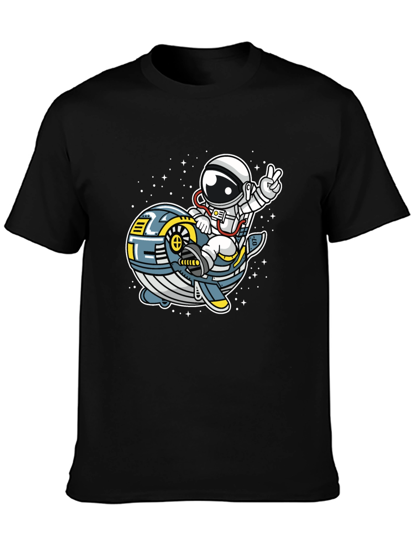 Black Astronaut Whale Space Ride T-Shirt view 3