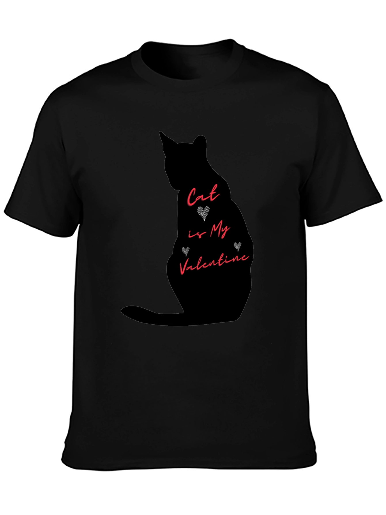 Black Cat is My Valentine Graphic Tee view 3