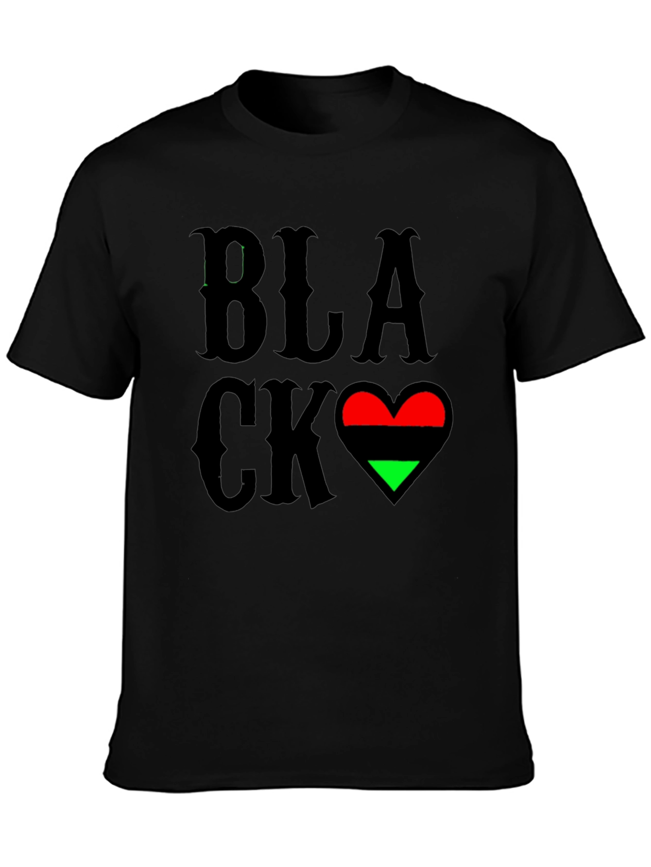 Black Black Love Heart T-Shirt - Pan-African Colors view 3