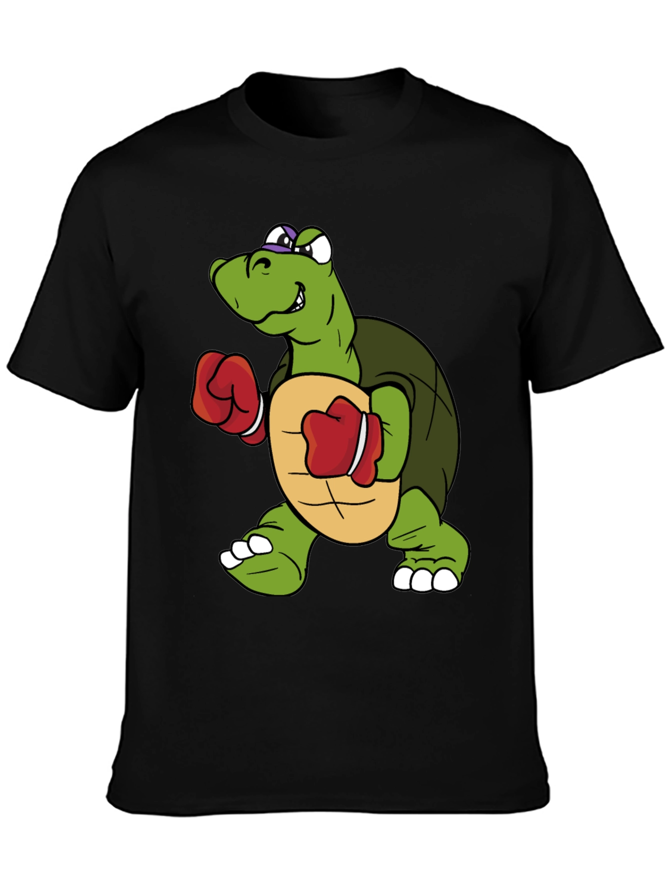 Black Turtle Boxer Graphic Tee - Novelty Cartoon Shirt view 3