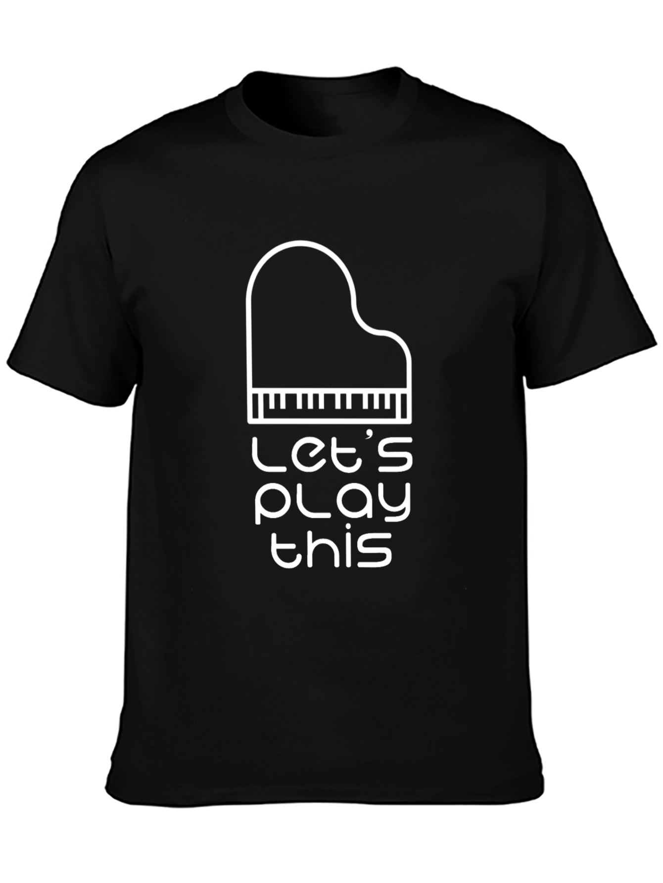 Black Let's Play This Piano Graphic Tee - Black view 3