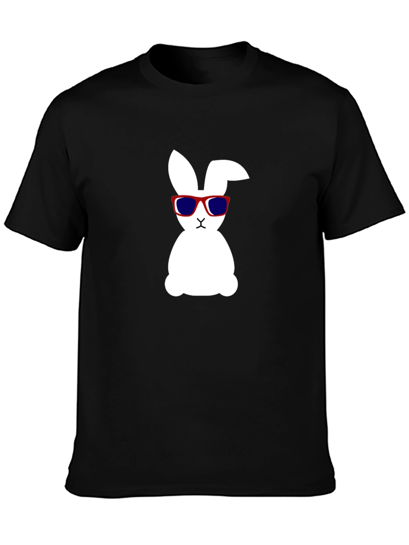 Black Cool Bunny Graphic Tee - Black Cotton Shirt view 3